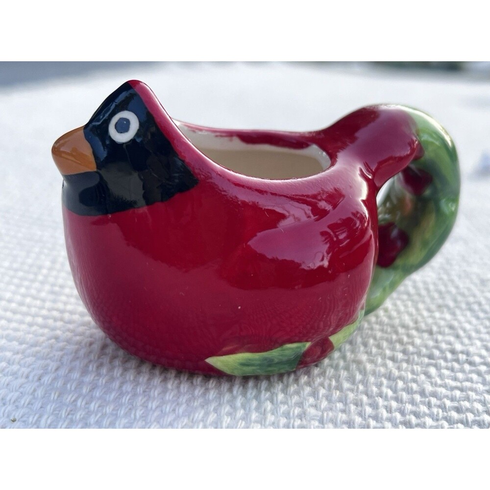 Cardinal Bird Toothpick Holder Ceramic Red Bird Kitchen Decor